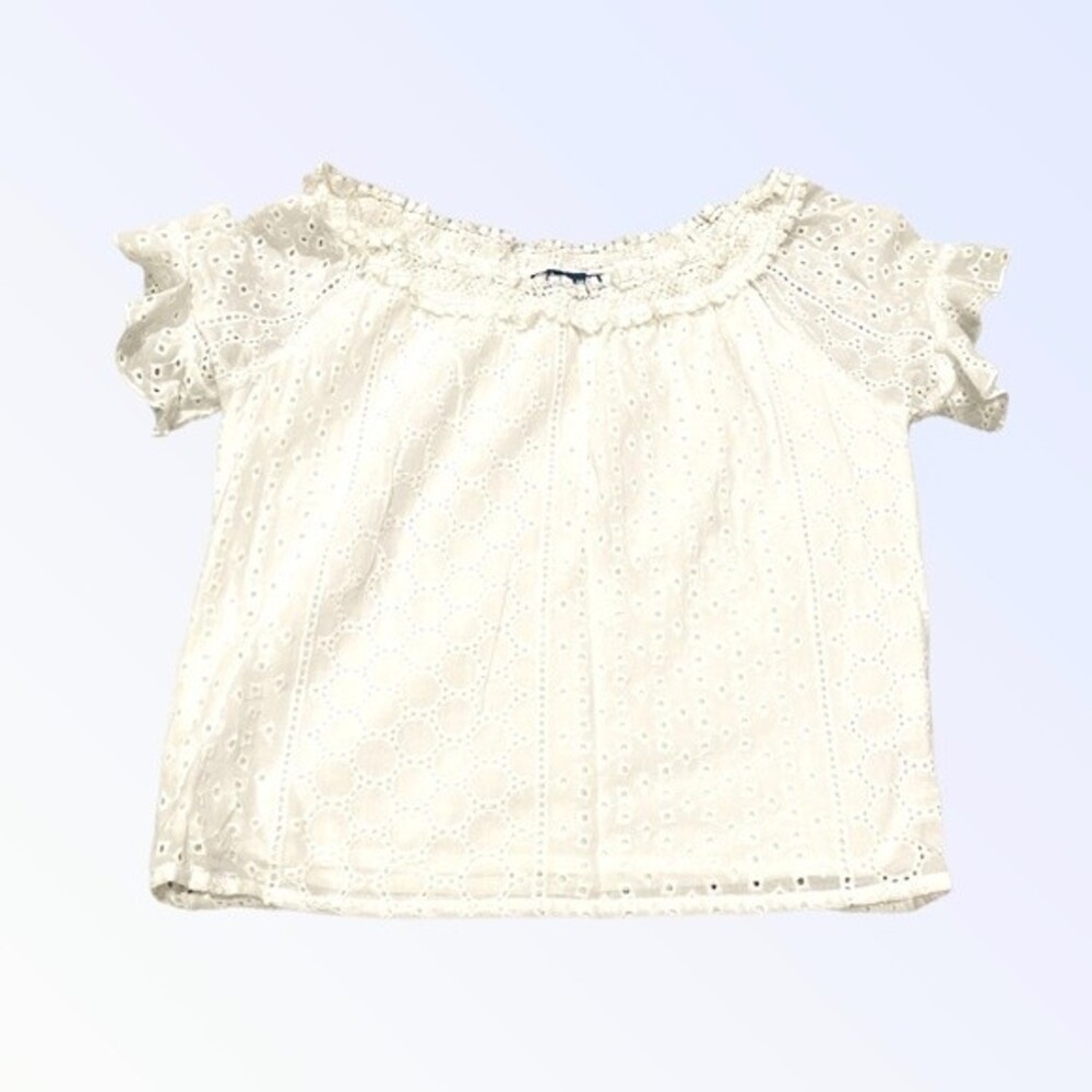 Truly Me White Eyelet Girls Blouse SZ 8 NWOT